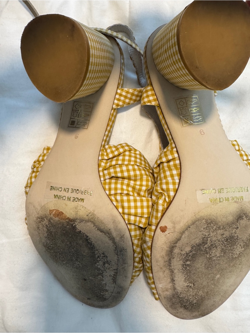 Jeffrey Campbell Yellow Gingham Knotted Ankle-Strap Block Heel Sandals - Picture 3 of 3
